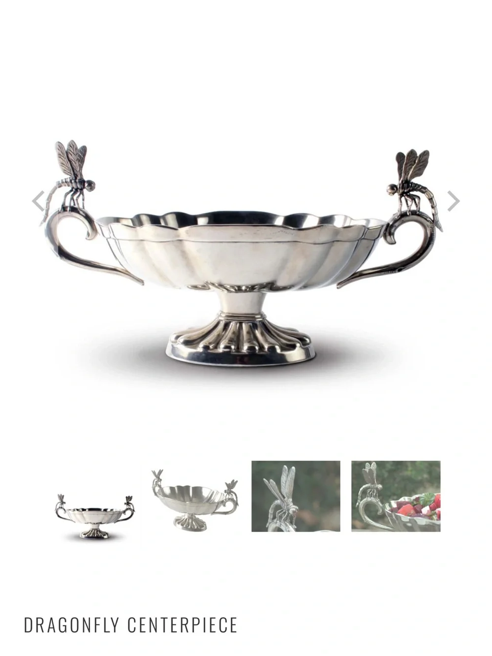 Pewter Dragonfly Silver Centerpiece Bowl